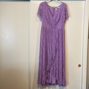 Ever Pretty Lilac/Lavender High-Low Lace Maxi Dress.